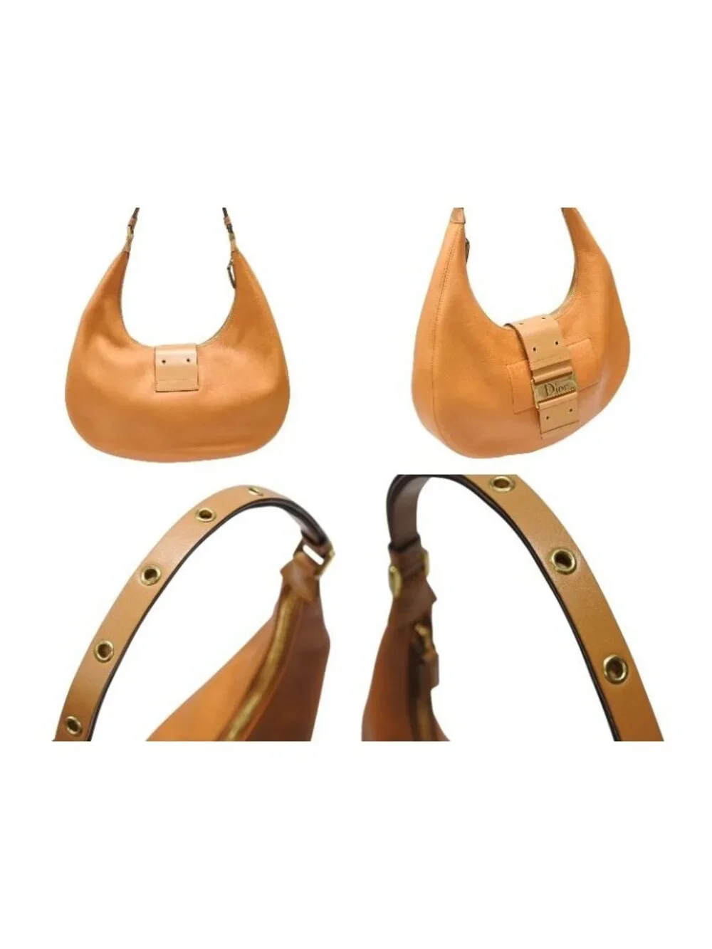 Dior Galliano Era Street Chic Hobo Shoulder Bag Lambskin Brown